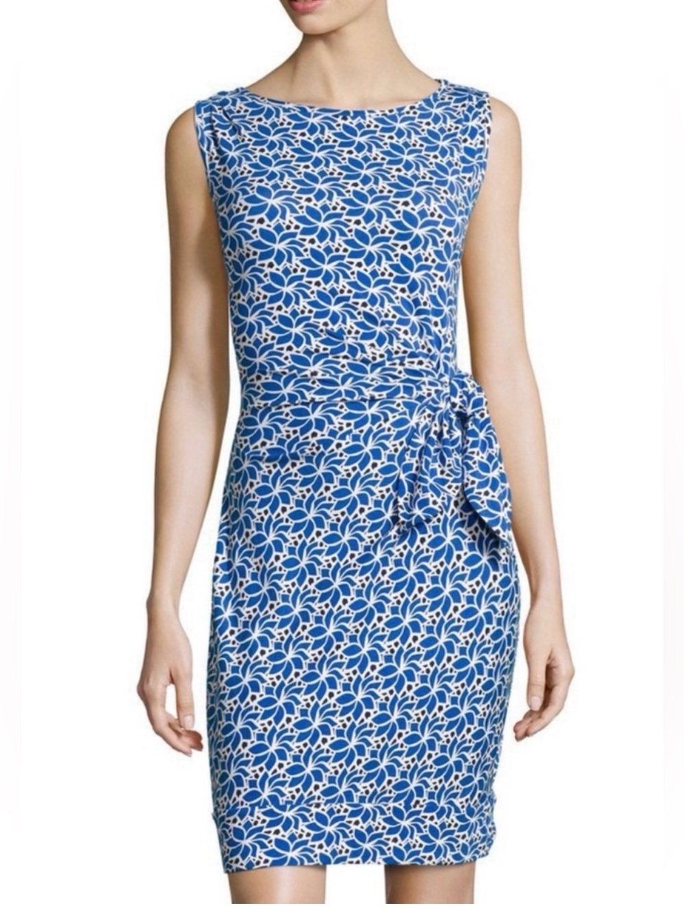 Diane Von Furstenberg New Della Lace Petals Blue Tie Dress , size 4
